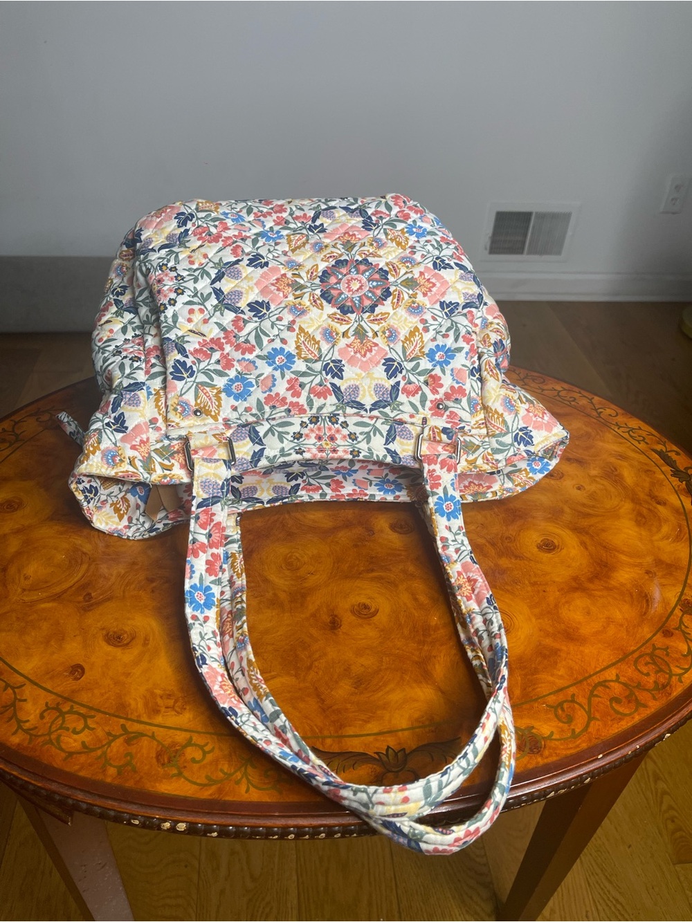 Vera Bradley Quilted Floral Tote in White, Pink, Blue, Green - Picture 4 of 7